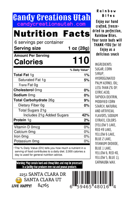 Rainbow Bites Freeze Dried Candy Treats 6 oz bag