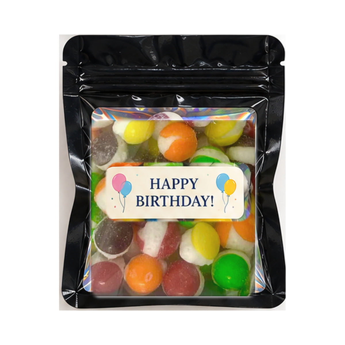 Black favor bag with real Rainbow Bites
