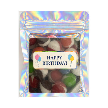 Holographic favor bag with real Berry Bites