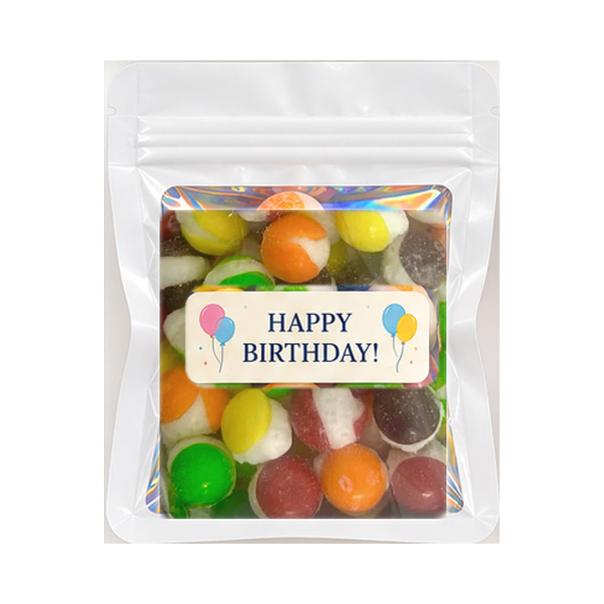 White favor bag with real Rainbow Bites