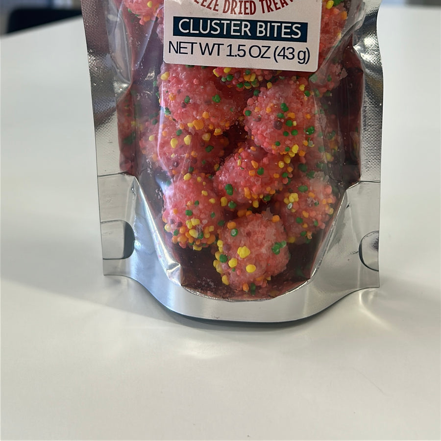Close-up of real Cluster Bites freeze-dried candy