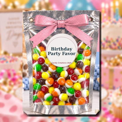 Birthday Elegant Party Favors with pink ribbon and Rainbow Bites