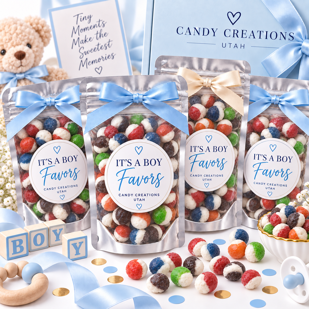 It’s a Boy Elegant Party Favors with Candy Creations Utah Berry Bites