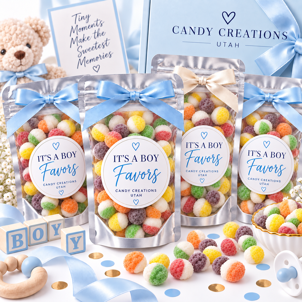 It’s a Boy Elegant Party Favors with Candy Creations Utah Sour Bites