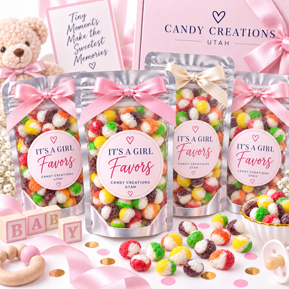 It’s a Girl Elegant Party Favors with Candy Creations Utah Rainbow Bites