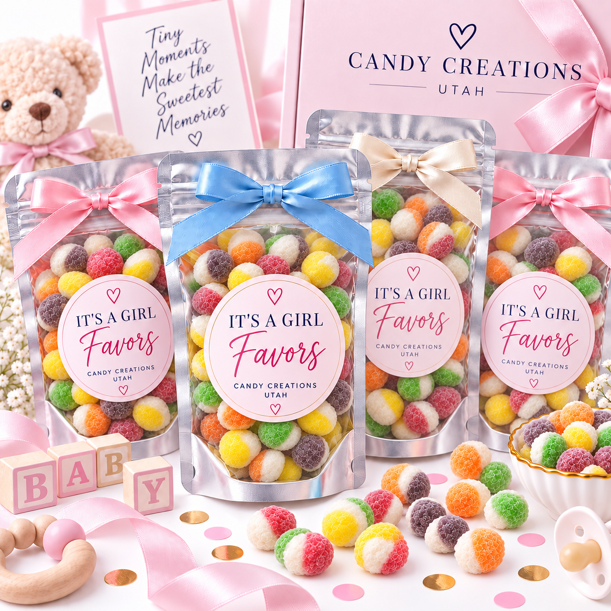 It’s a Girl Elegant Party Favors with Candy Creations Utah Sour Bites