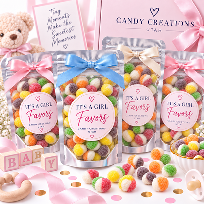 It’s a Girl Elegant Party Favors with Candy Creations Utah Sour Bites