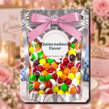 Quinceañera Elegant Party Favors with real Rainbow Bites