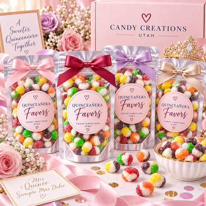 Quinceañera Elegant Party Favors with Candy Creations Utah Rainbow Bites