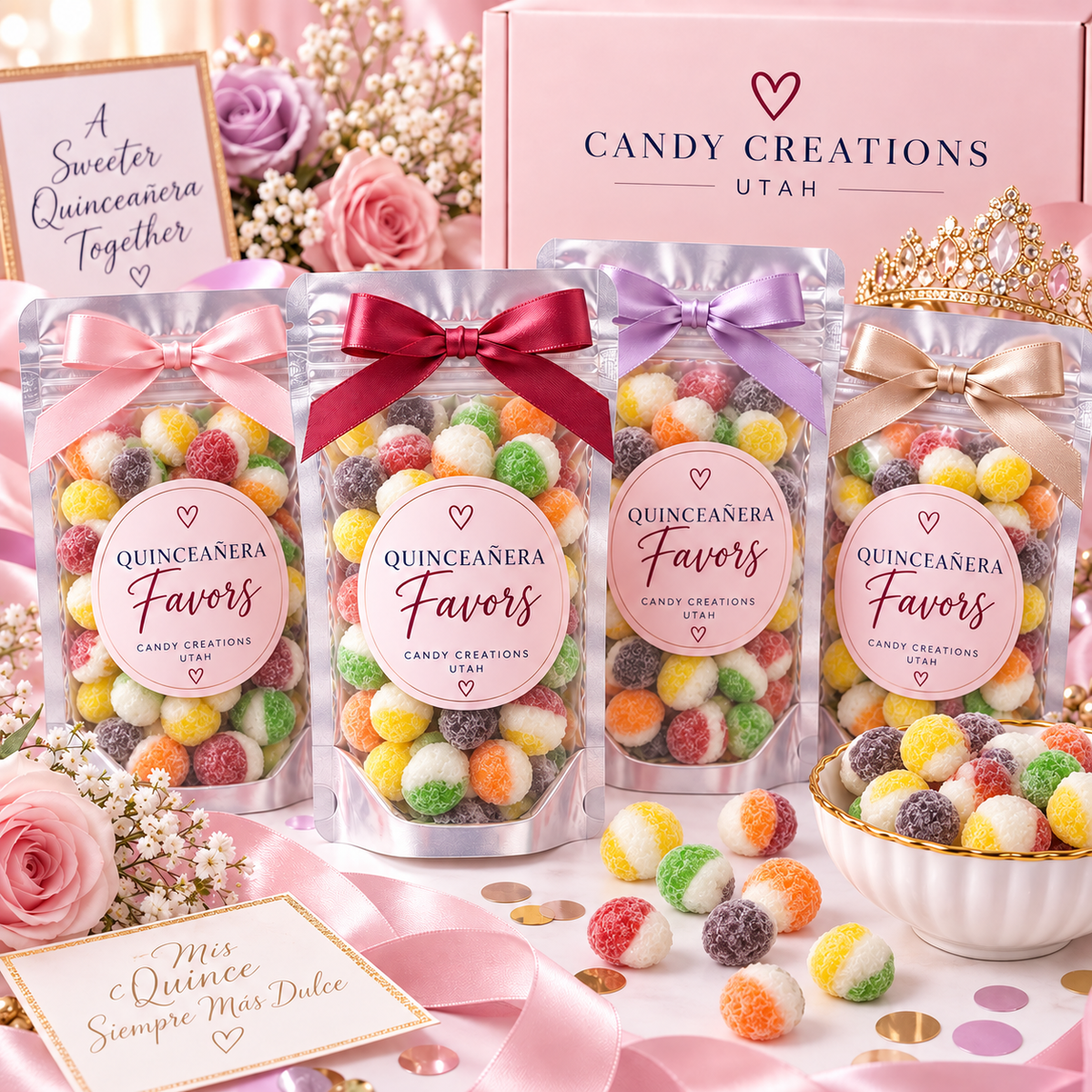 Quinceañera Elegant Party Favors with Candy Creations Utah Sour Bites
