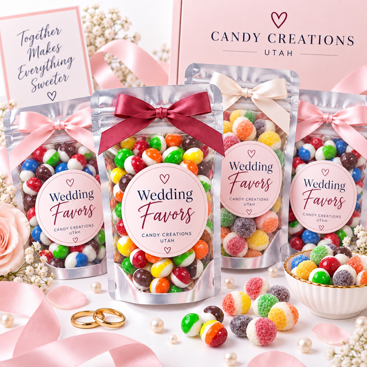 Wedding Elegant Party Favors with Rainbow Bites, Berry Bites, and Sour Bites