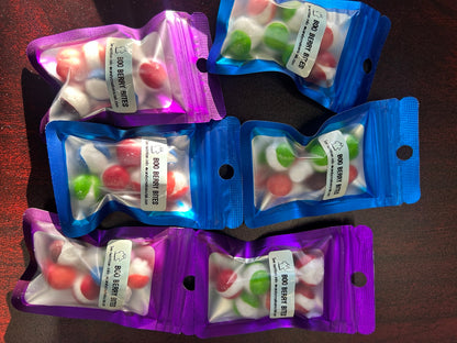 Boo Berry freeze-dried candy mini Halloween favor bags in blue and purple packaging
