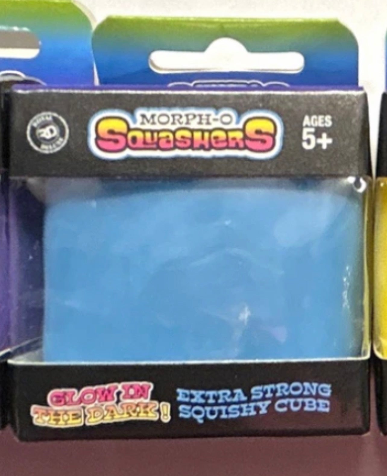 Morph-O Squashers glow in the dark blue squishy cube