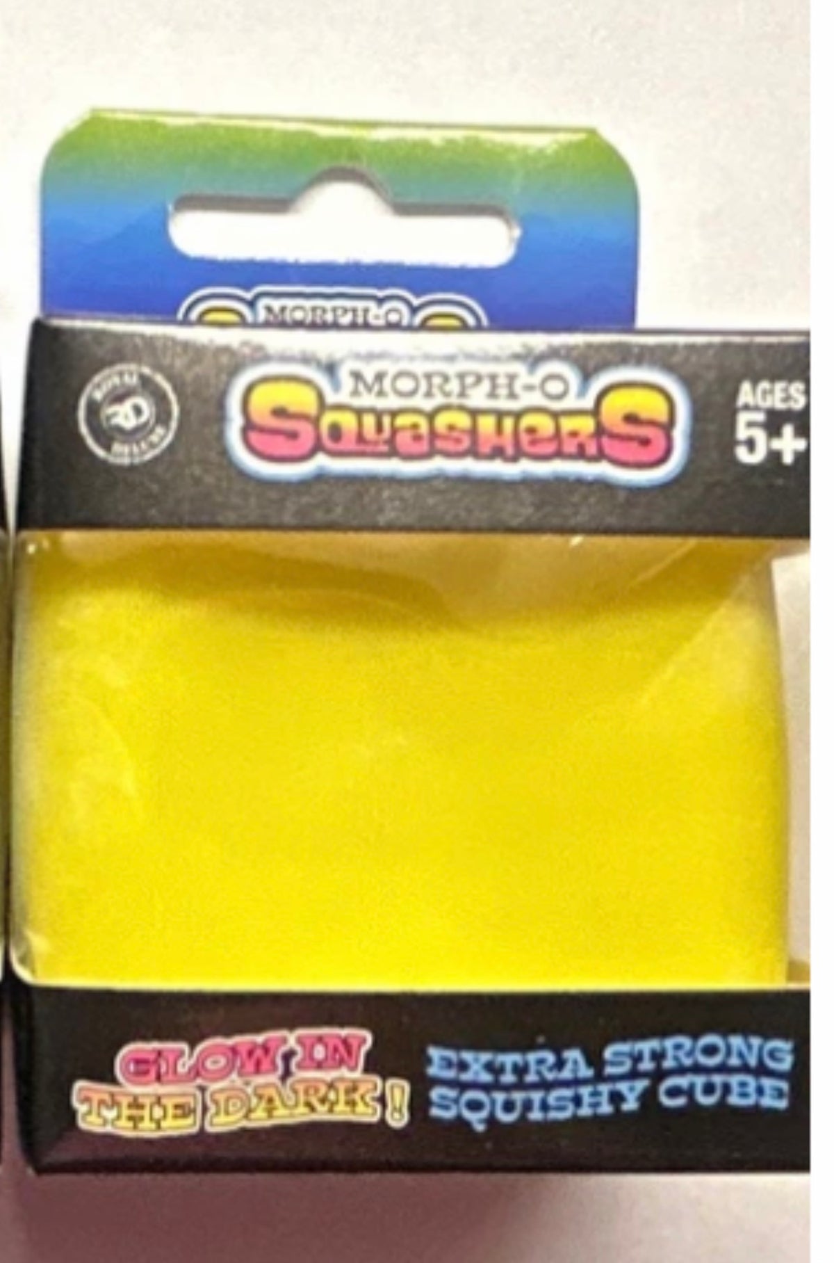 Morph-O Squashers glow in the dark yellow squishy cube