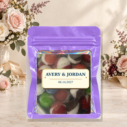 Wedding Assorted Color Party Favors on an elegant wedding background