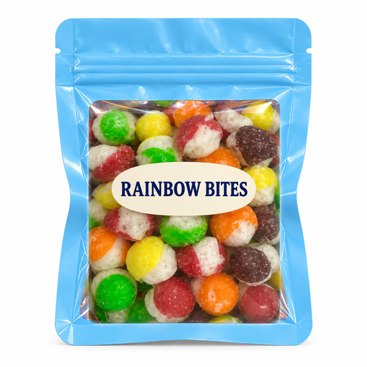 Assorted Color Party Favors — Light Blue pouch with Candy Creations Utah Rainbow Bites