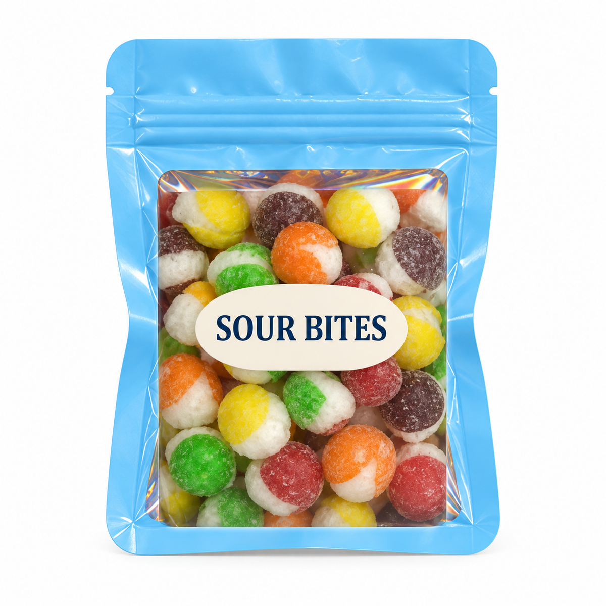 Assorted Color Party Favors — Light Blue pouch with Candy Creations Utah Sour Bites