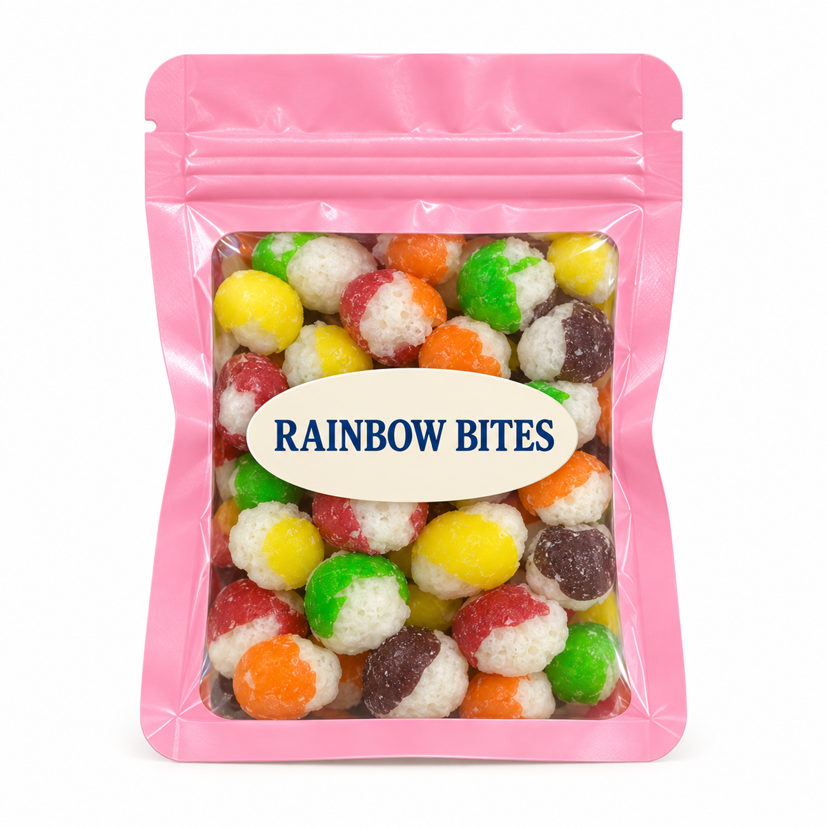 Assorted Color Party Favors — Pink pouch with Candy Creations Utah Rainbow Bites