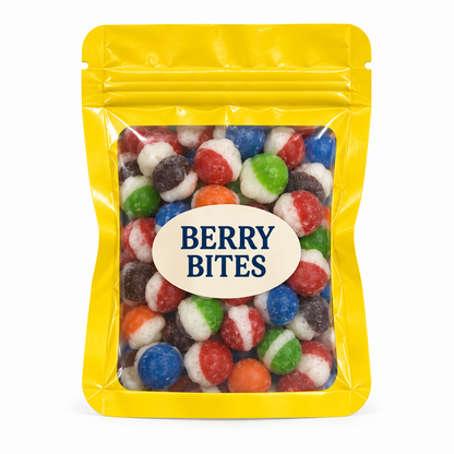 Assorted Color Party Favors — Yellow pouch with Candy Creations Utah Berry Bites