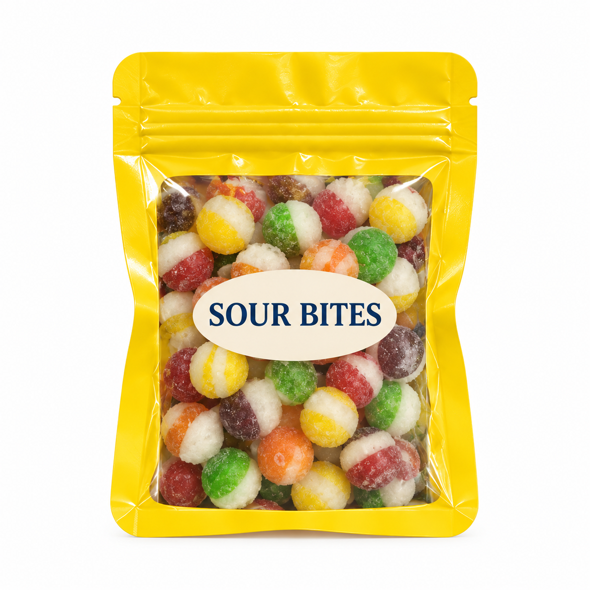 Assorted Color Party Favors — Yellow pouch with Candy Creations Utah Sour Bites